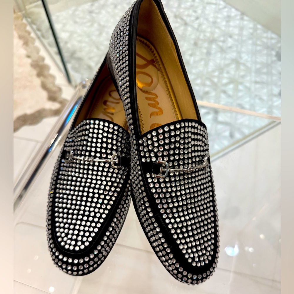 Sam Edelman Black and Silver Studded Loafers